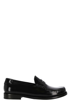 Black leather monogram leather loafers Saint Laurent | 6702321VUVV1000